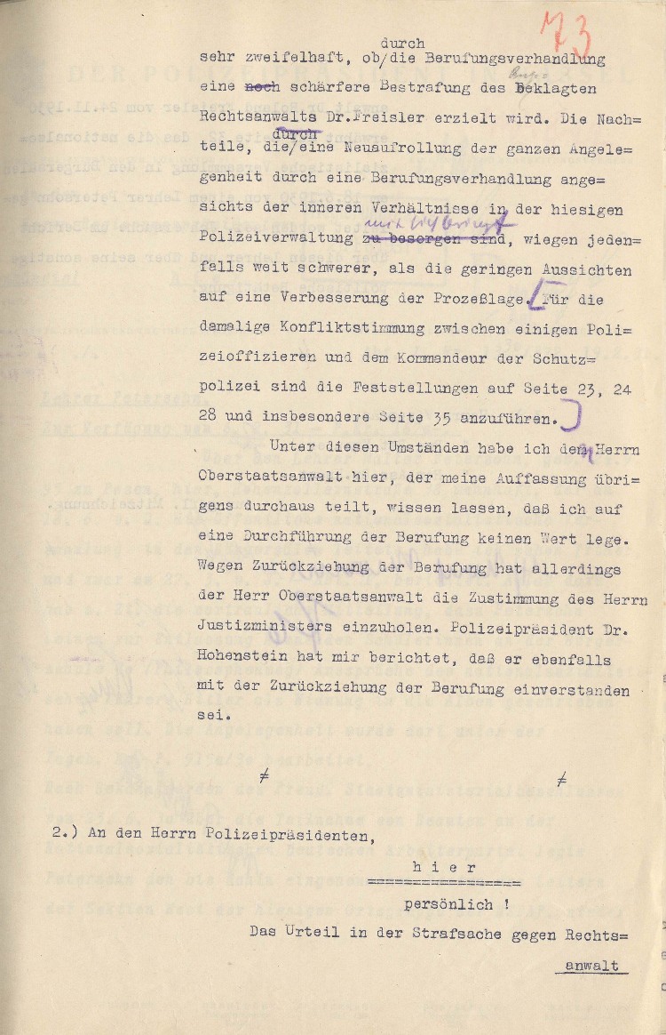 Zusammenfassung des Urteils im Freisler-Prozess und Einschätzung über den Erfolg einer Berufungsverhandlung