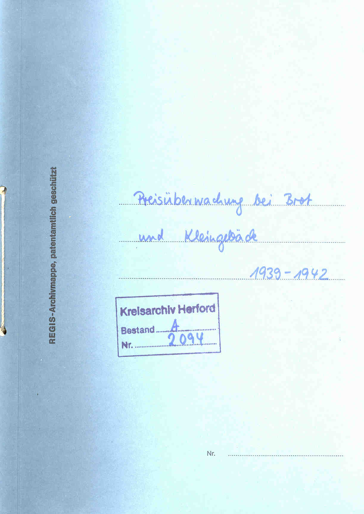 Preisüberwachung bei Brot und Kleingebäck, Herford 1939 bis 1942.