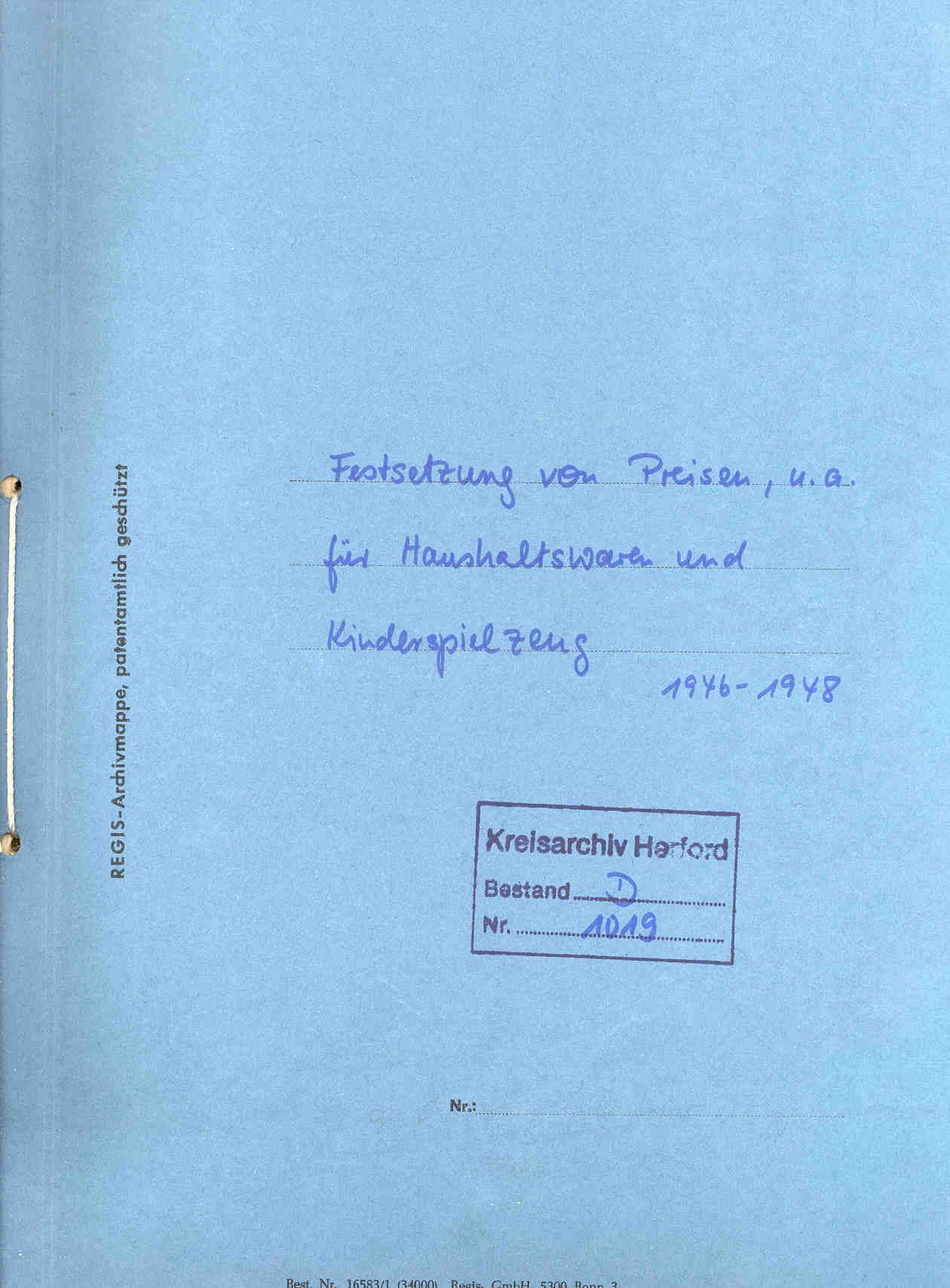 Festsetzung von Preisen, v.a. für Haushaltswaren und Kinderspielzeug, Herford 1946 bis 1948.