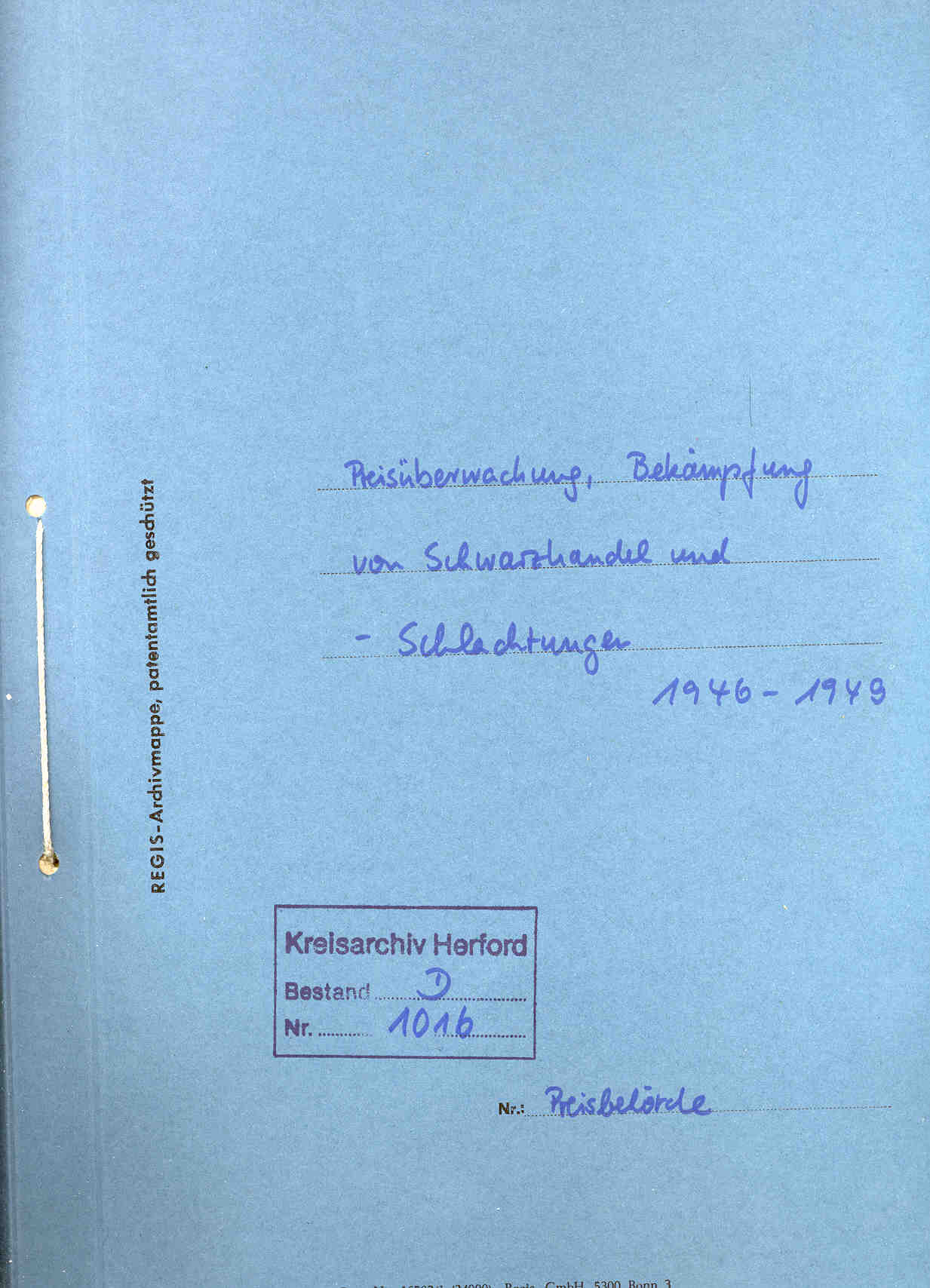 Preisüberwachung, Bekämpfung von Schwarzhandel und -Schlachtungen, Herford 1943 bis 1949.
