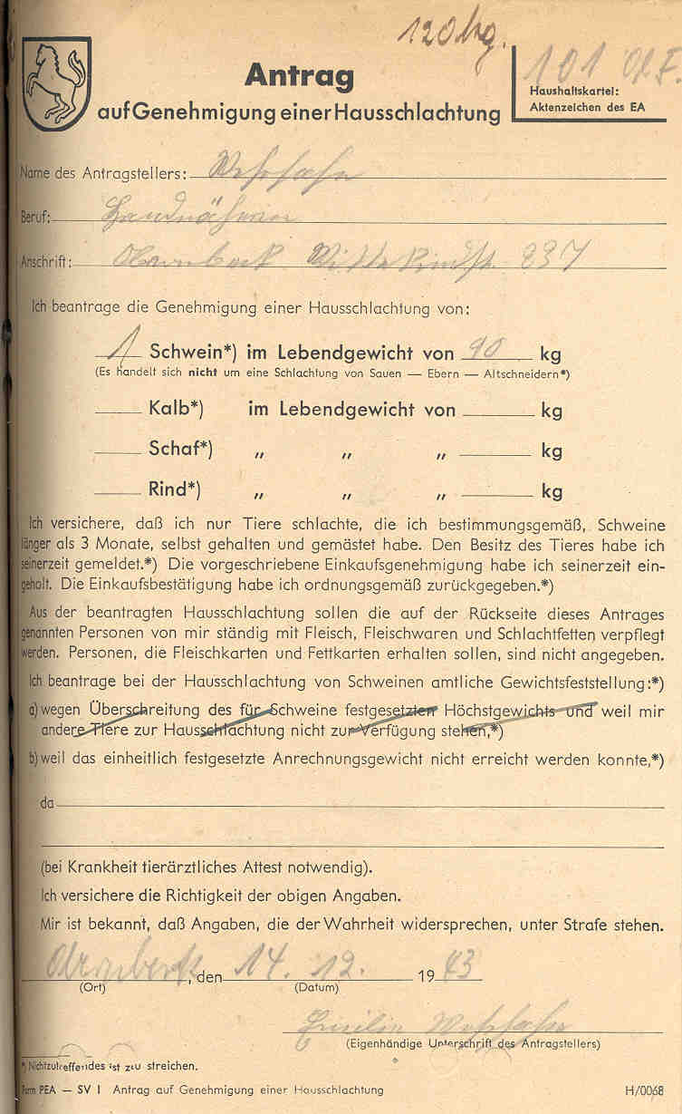Preisüberwachung, Bekämpfung von Schwarzhandel und -Schlachtungen, Herford 1943 bis 1949.