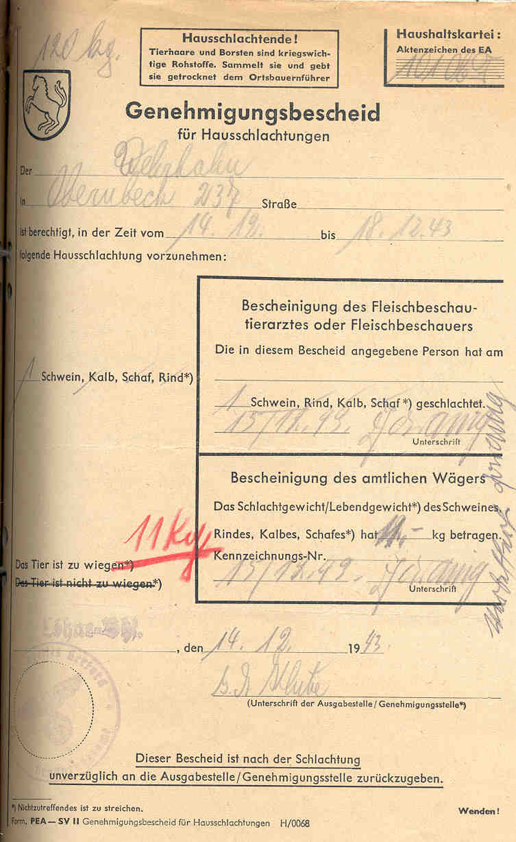 Preisüberwachung, Bekämpfung von Schwarzhandel und -Schlachtungen, Herford 1943 bis 1949.