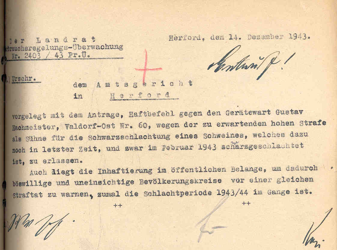 Preisüberwachung, Bekämpfung von Schwarzhandel und -Schlachtungen, Herford 1943 bis 1949.