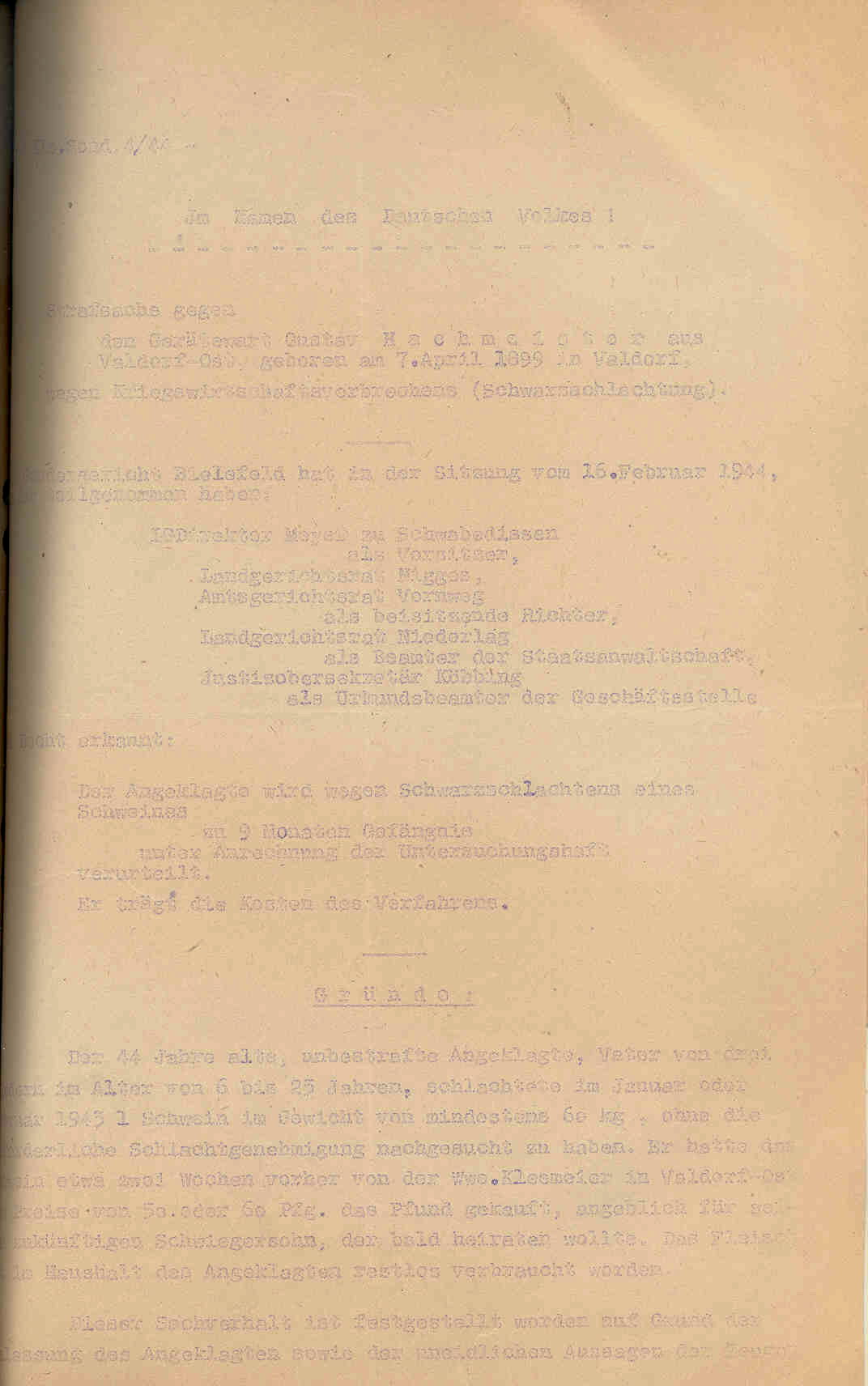 Preisüberwachung, Bekämpfung von Schwarzhandel und -Schlachtungen, Herford 1943 bis 1949.