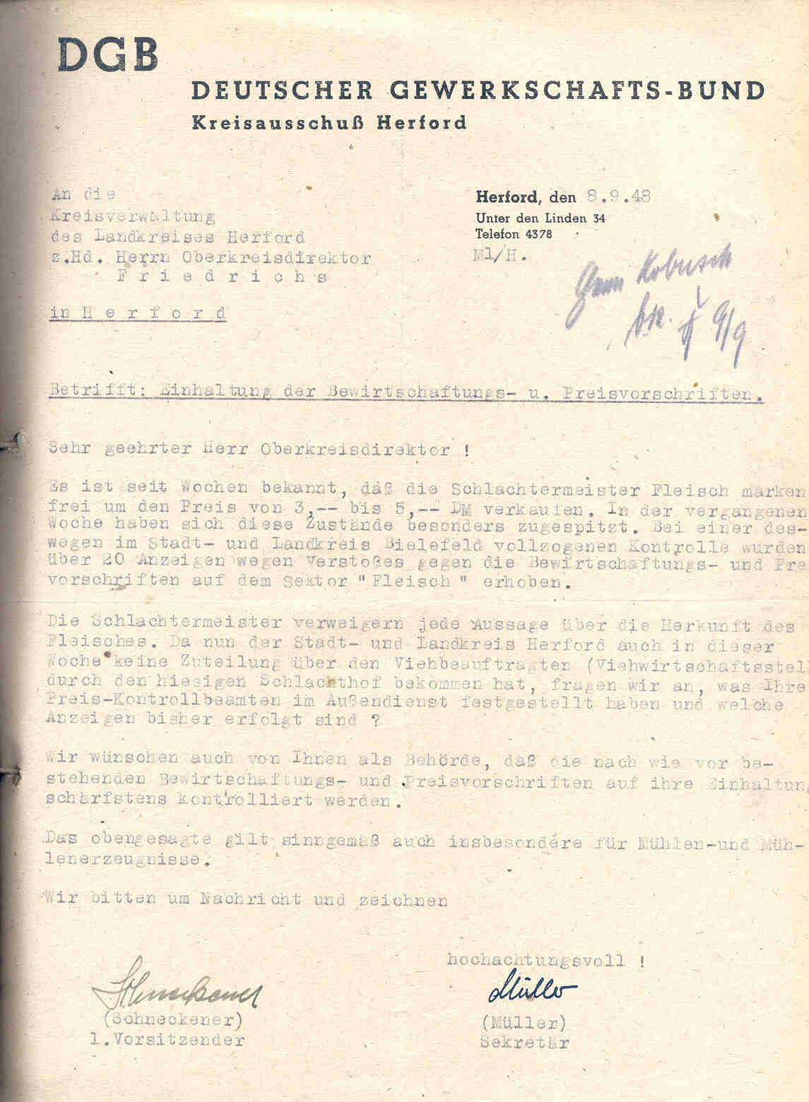 Preisbildung und -überwachung nach der Währungsreform, Herford 1948 bis 1949.