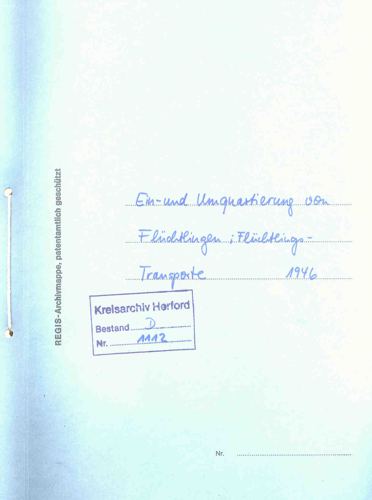 Schreiben des Kreisflüchtlingsamtes über die angespannten Wohnraumverhältnisse im Landkreis Herford, Herford, den 1. August 1946.