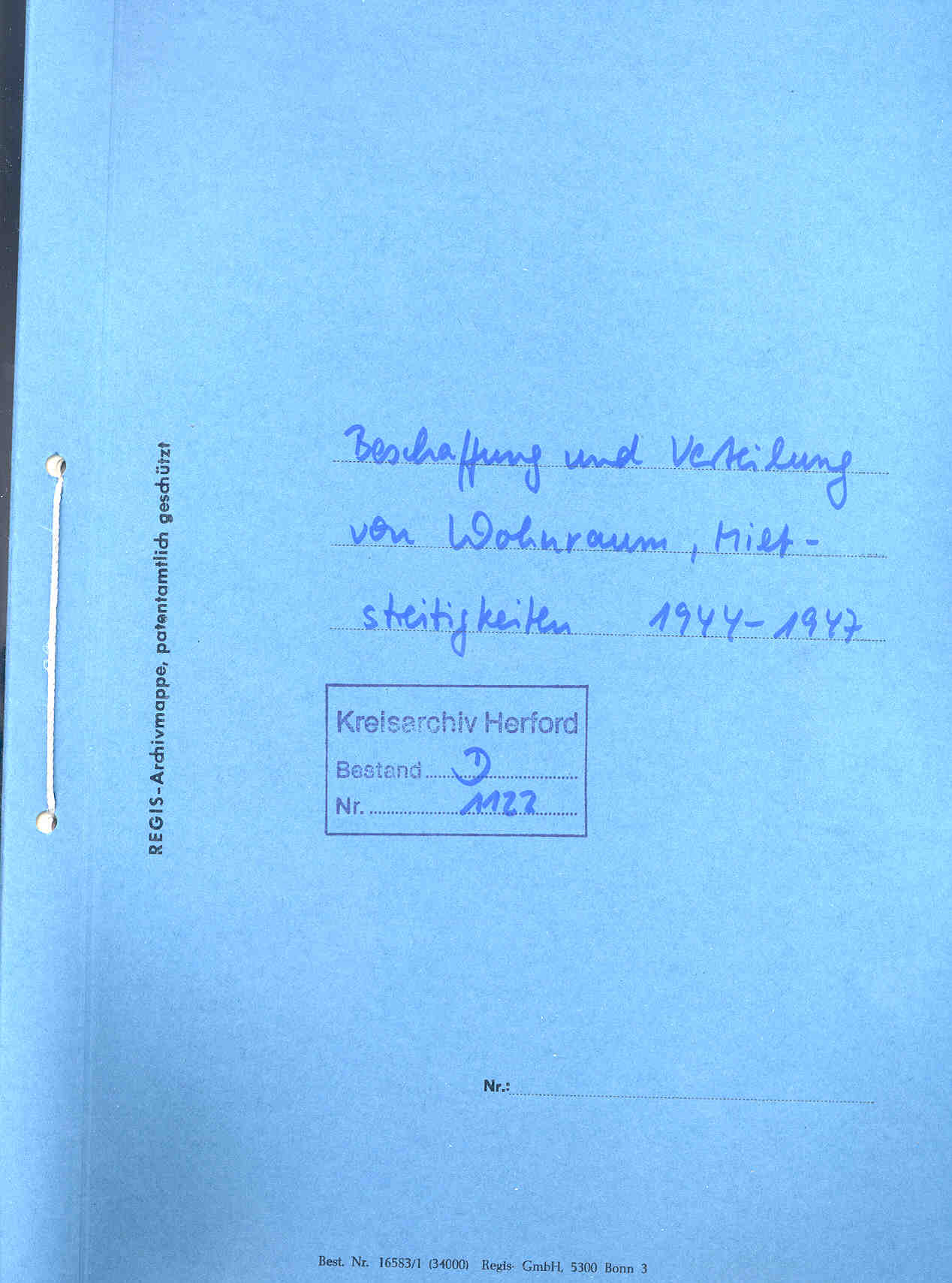 Erklärung der Hauseigentümerin Emilie Küster über ihre Wohnsituation: Bitte um Instandsetzung der Zentralheizung vor der Einquartierung von Flüchtlingen, Herford, den 3. Februar 1947.