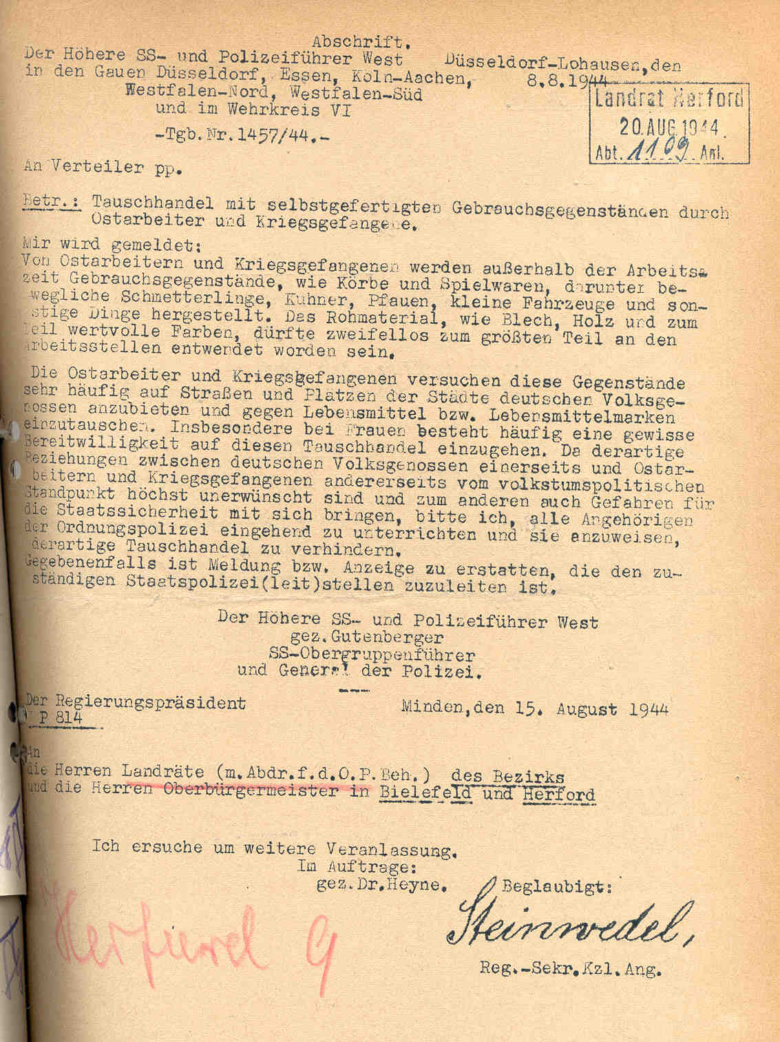 "Fremden-, Paß- und Meldepolizei, u. a. Ermittlungen gegen den Schweizer H. Eggen wegen politischer Äußerungen", 1932 bis 1951.