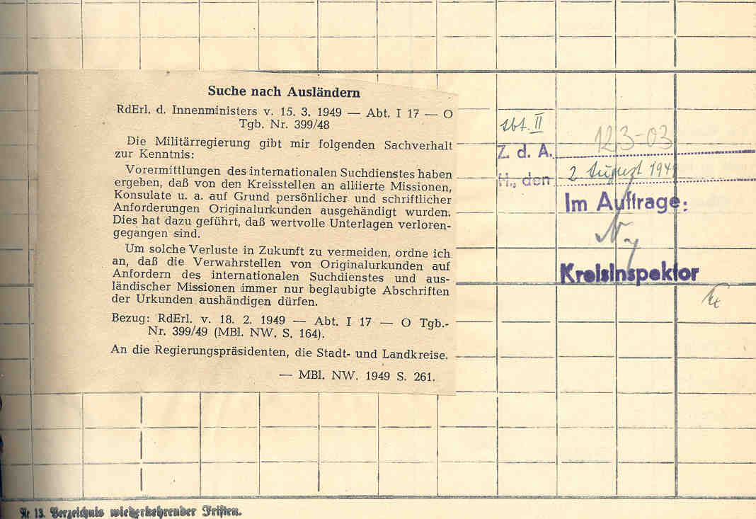 "Fremden-, Paß- und Meldepolizei, u. a. Ermittlungen gegen den Schweizer H. Eggen wegen politischer Äußerungen", 1932 bis 1951.
