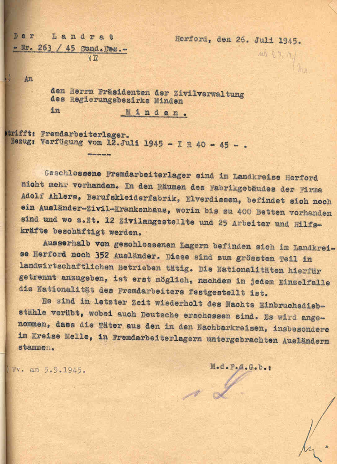 Fremdarbeiterlager in Herford 1945.