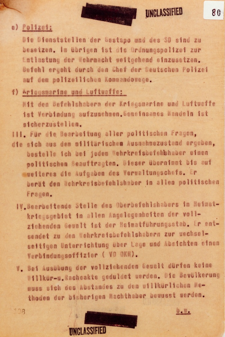 20. Juli 1944: Übertragung der vollziehenden Gewalt: Anlage 3 Nachrichtenanlagen, Konzentrationslager, Waffen- SS