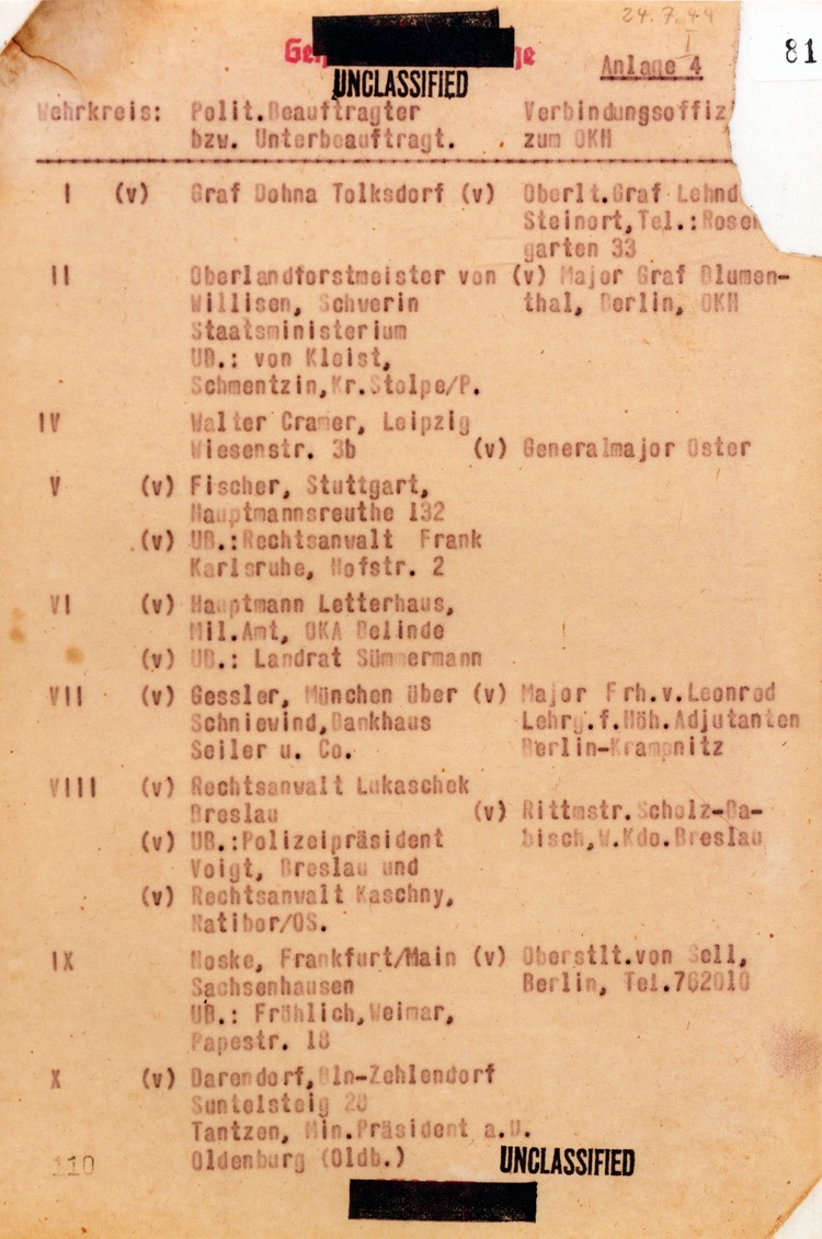 20. Juli 1944 Übertragung der vollziehenden Gewalt: Anlage 4 Wehrkreise