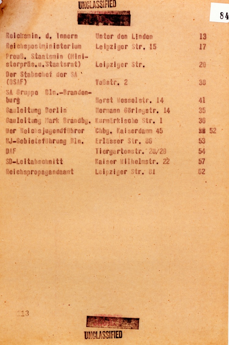 20. Juli 1944 Anlage 5: Wichtigste Behörden von SS, Staat und Partei - Vordringlich zu besetzen