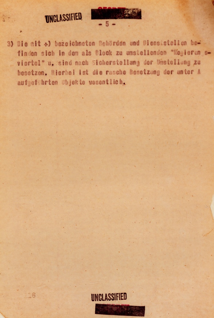 20. Juli 1944 Anlage 5: Wichtigste Behörden von SS, Staat und Partei - Vordringlich zu besetzen