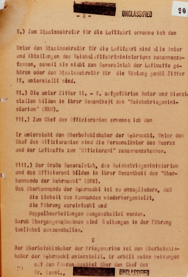 20 Juli 1944 Übertragung der vollziehenden Gewalt Anlage 7: Erlaß über die vorläufige Kriegsspitzengliederung