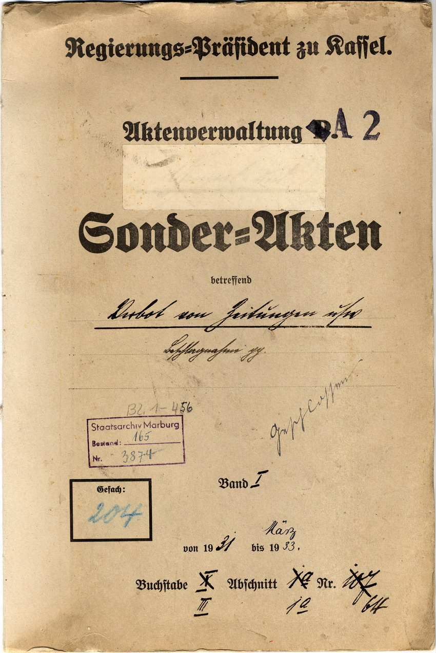Gerichtsurteil: Veröffentlichungsverbot der nationalsozialistischen Zeitung "Hessische Volkswacht", Kassel, den 30. Juni 1931.