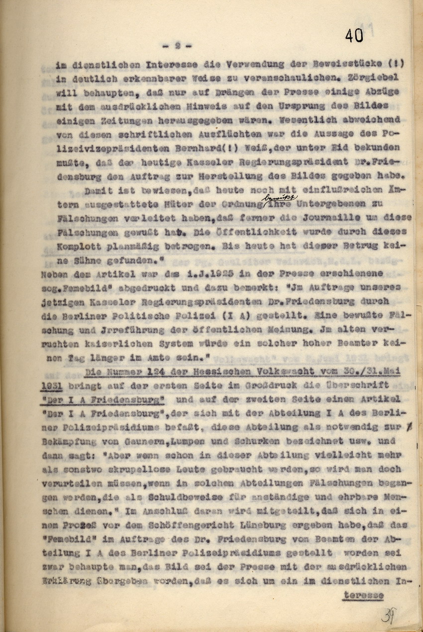 Gerichtsurteil: Veröffentlichungsverbot der nationalsozialistischen Zeitung "Hessische Volkswacht", Kassel, den 30. Juni 1931.