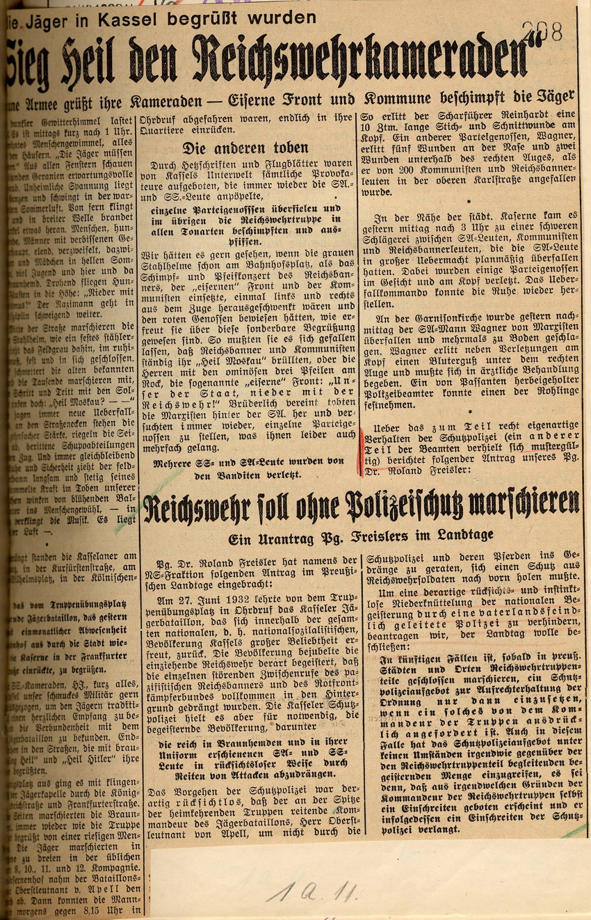 Freisler als Abgeordneter im Preußischen Landtag: Urantrag und offizielle Anfragen aus den Jahren 1932 und 1933.