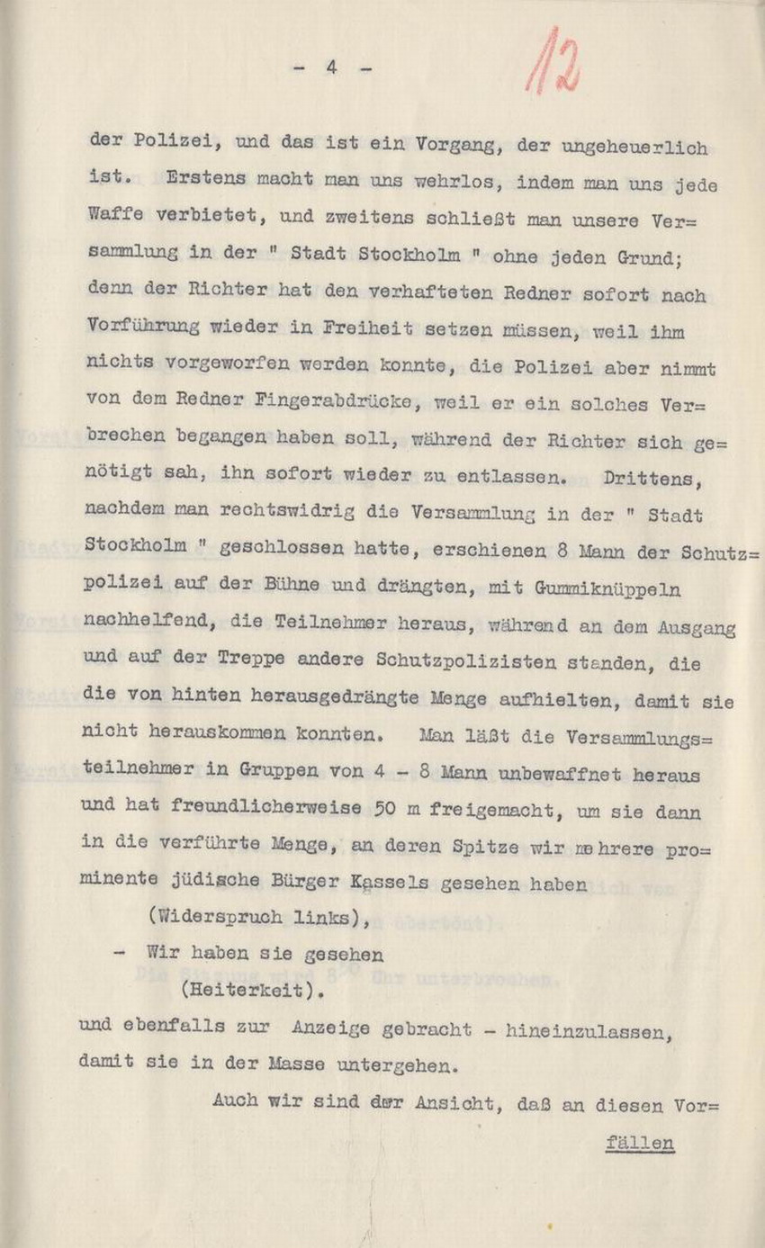 Stenographische Niederschrift der Stadtverordnetenvesammlung in Kassel vom 23. Juni 1930.