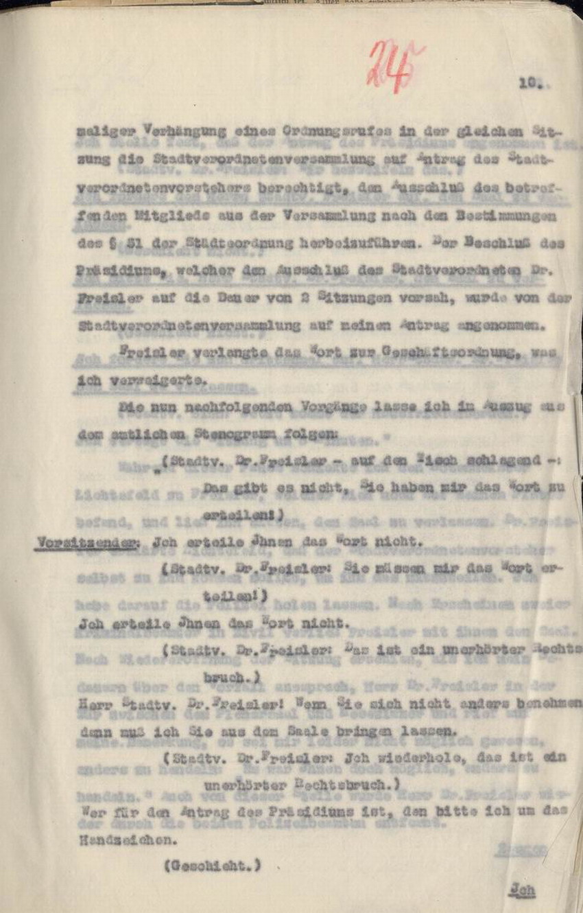 Strafantrag des Stadtverordnetenvorstehers Hofacker gegen Freisler an den Oberstaatsanwalt, Kassel, den 27. und 28. Juni 1930.