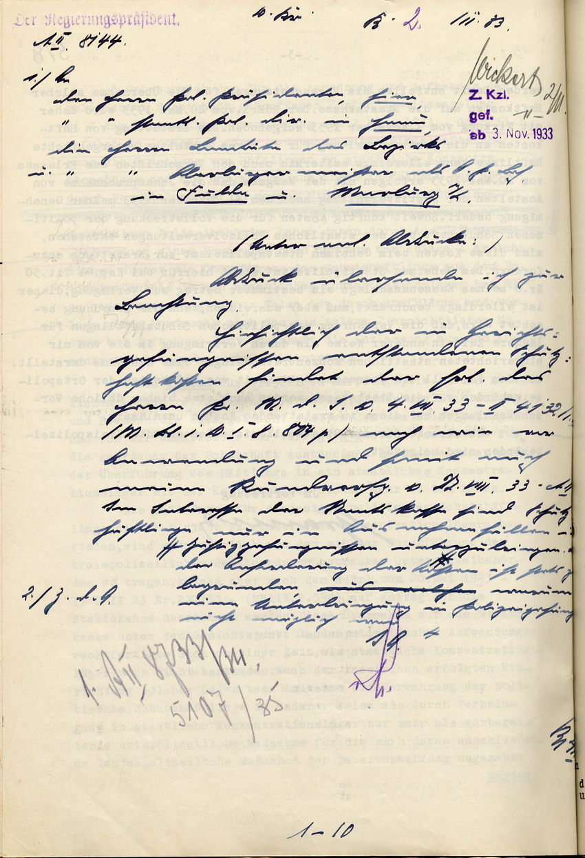 Bestimmungen des Innenministers zur Vollstreckung der Schutzhaft, Berlin, den 14. Oktober 1933.
