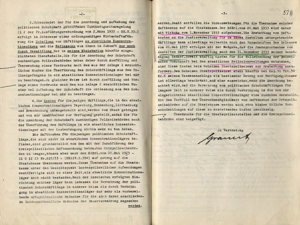 Bestimmungen des Innenministers zur Vollstreckung der Schutzhaft, Berlin, den 14. Oktober 1933.