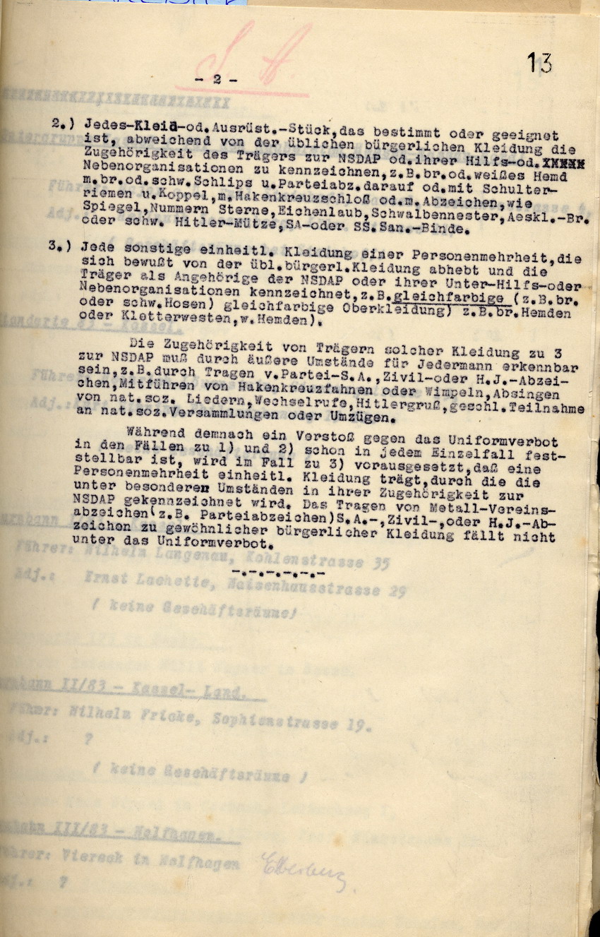 Maßnahmenkatalog des Nachrichtendienstes zur Erfassung und Überwachung radikaler nationalsozialistischer Gruppierungen, 30. Oktober und 10. November 1931.