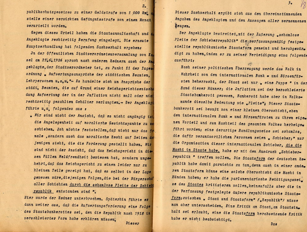 Erneutes Urteil der Ferienstrafkammer des Landgerichts Kassel und erneut eingelegte Revision der Anwälte Freisler, Kassel, den 23. und 30. August 1927.
