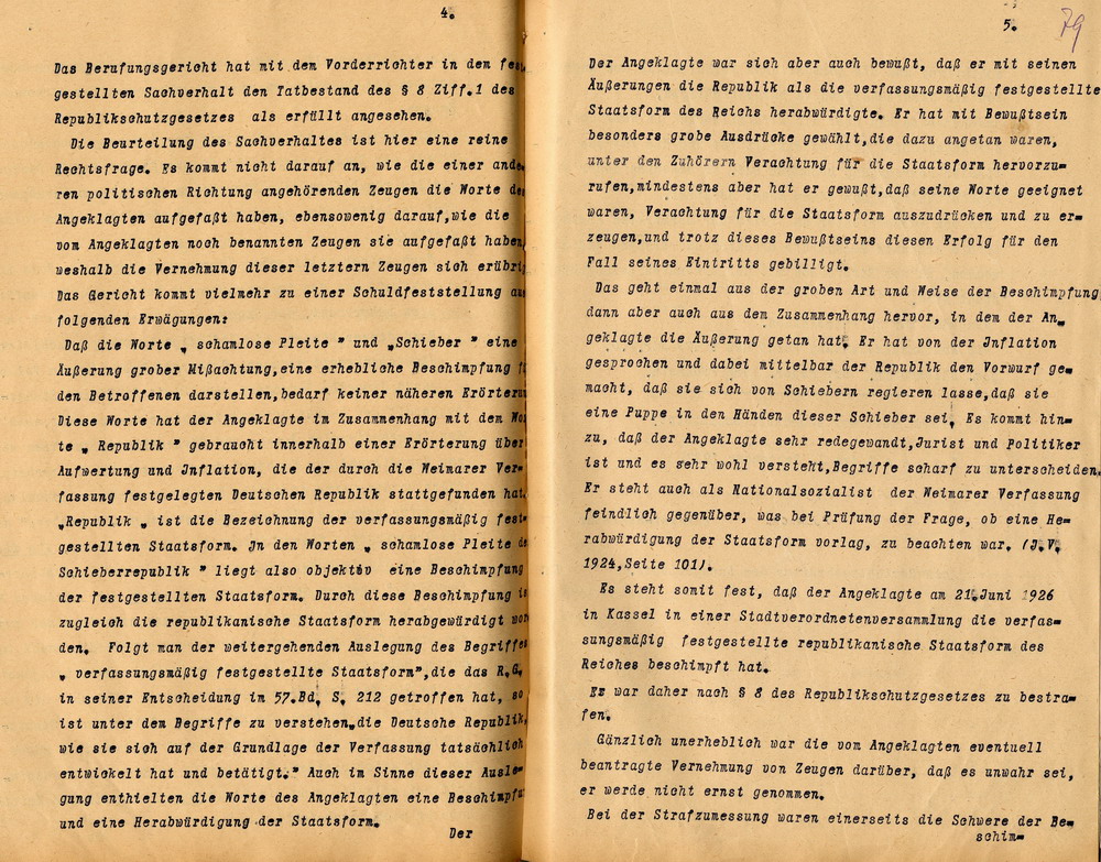 Erneutes Urteil der Ferienstrafkammer des Landgerichts Kassel und erneut eingelegte Revision der Anwälte Freisler, Kassel, den 23. und 30. August 1927.