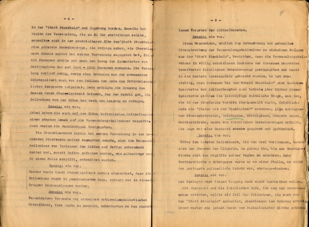 Anwälte Freisler: Klageschrift der Witwe Elfriede Messerschmidt gegen den Preußischen Staat, Kassel, den 3. Februar 1932.