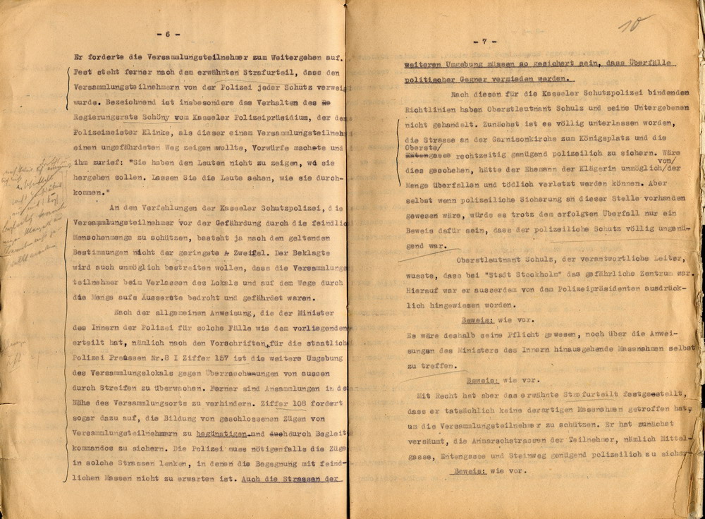 Anwälte Freisler: Klageschrift der Witwe Elfriede Messerschmidt gegen den Preußischen Staat, Kassel, den 3. Februar 1932.