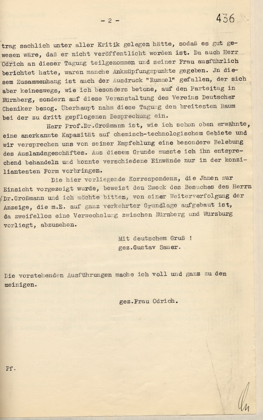 Stellungnahme Gustav Sauers zu dem Gespräch zwischen ihm und dem jüdischen Professor Großmann, das Adolf  Metzger mitgehört hatte, Hersfeld, den 9. September 1933.