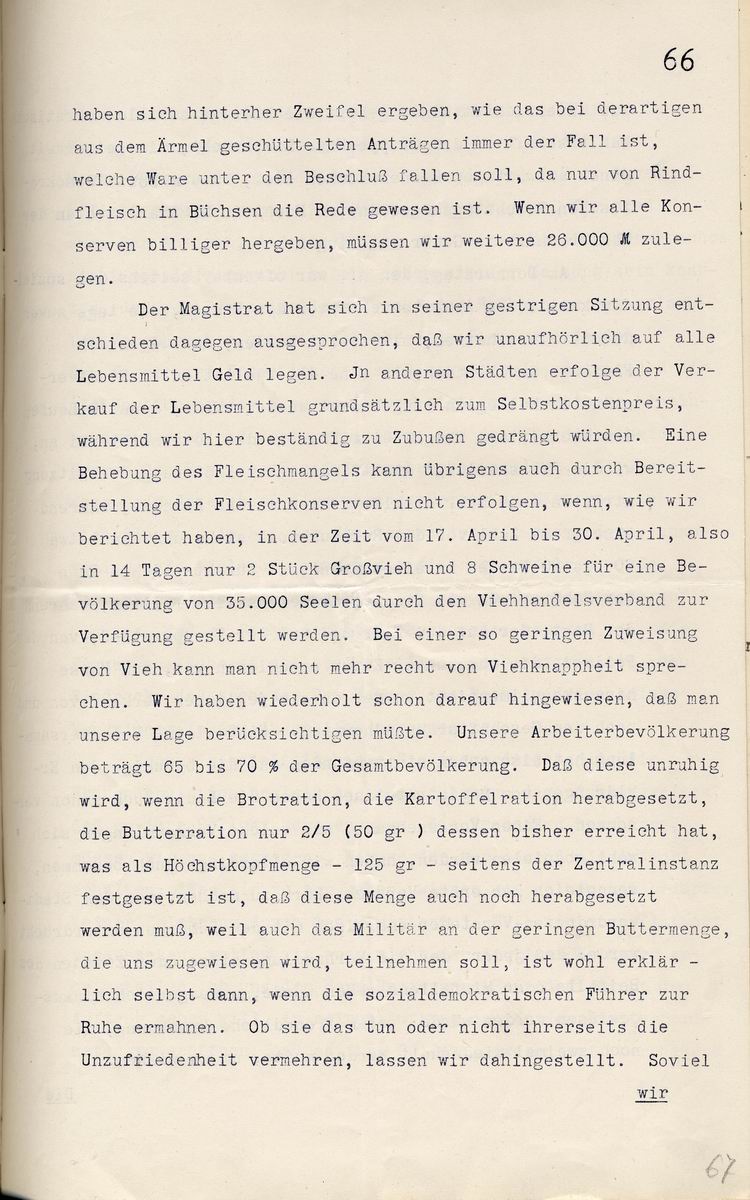 Hanauer Rathaussturm 3. Mai 1916: Ober-Bürgermeister Gebeschuss an den Regierungs-Präsidenten in Cassel, 10. Mai 1916