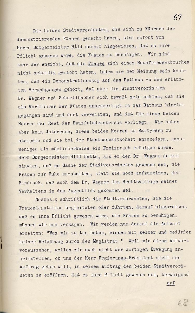 Hanauer Rathaussturm 3. Mai 1916: Ober-Bürgermeister Gebeschuss an den Regierungs-Präsidenten in Cassel, 10. Mai 1916