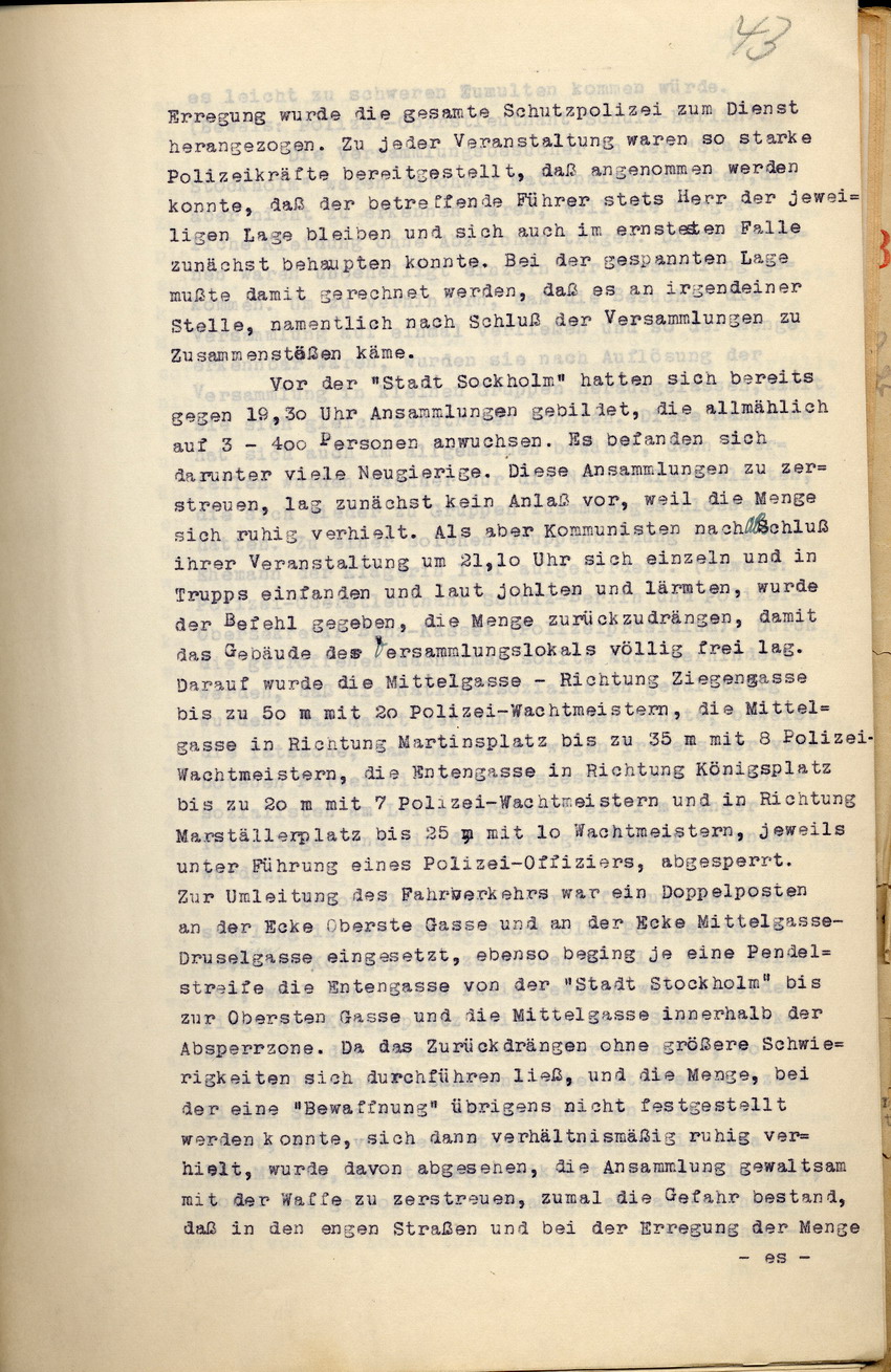 Stellungnahme des Regierungspräsidenten im Verfahren der Witwe Messerschmidt gegen den Preußischen Staat, Kassel, den 21. März 1932.