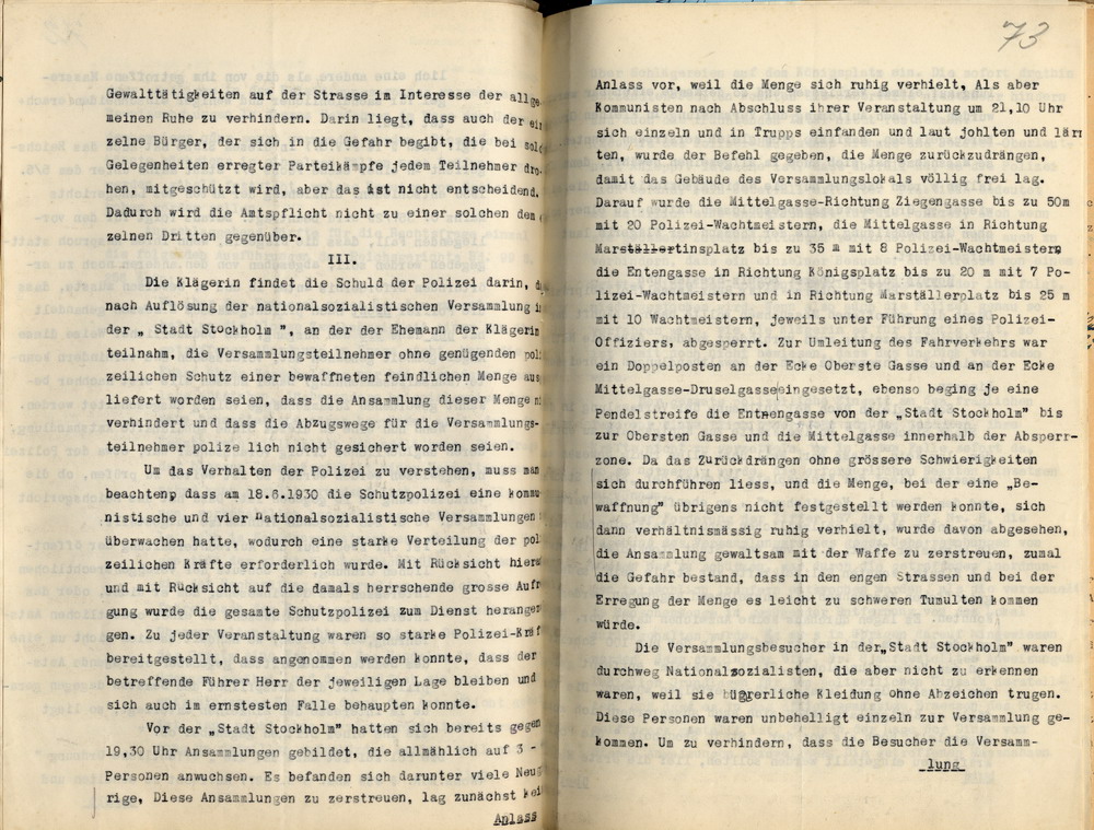 Erwiderung des Rechtsanwalts Dr. Otto Stahl im Namen des Preußischen Staates auf die Klage der Witwe Messerschmidt, Kassel, den 24. April 1933.