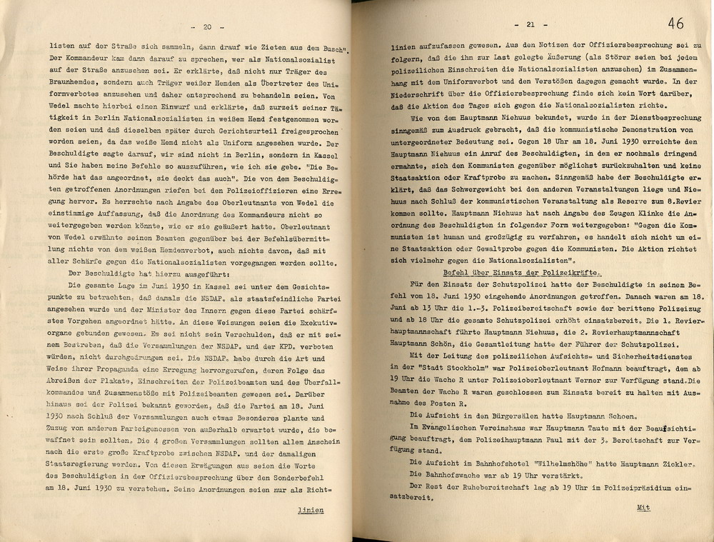 Urteil der Dienststrafkammer Berlin im Dienststrafverfahren gegen den Polizeioberst a. D. Otto Schulz, Berlin, den 19. Oktober 1938.