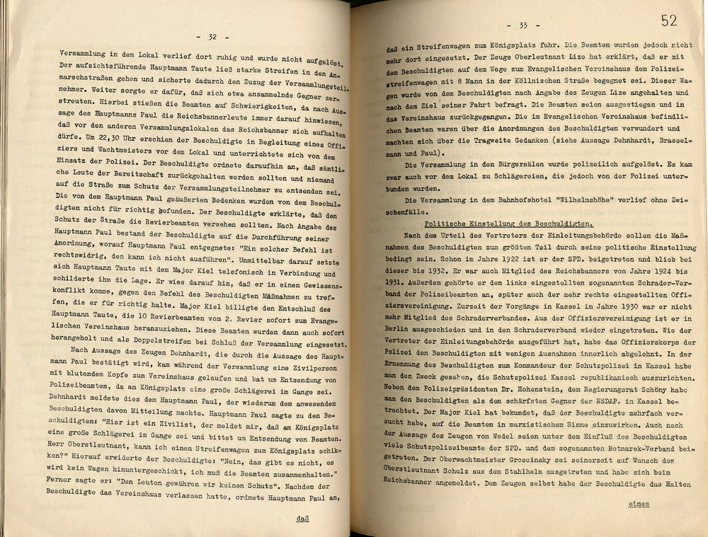 Urteil der Dienststrafkammer Berlin im Dienststrafverfahren gegen den Polizeioberst a. D. Otto Schulz, Berlin, den 19. Oktober 1938.