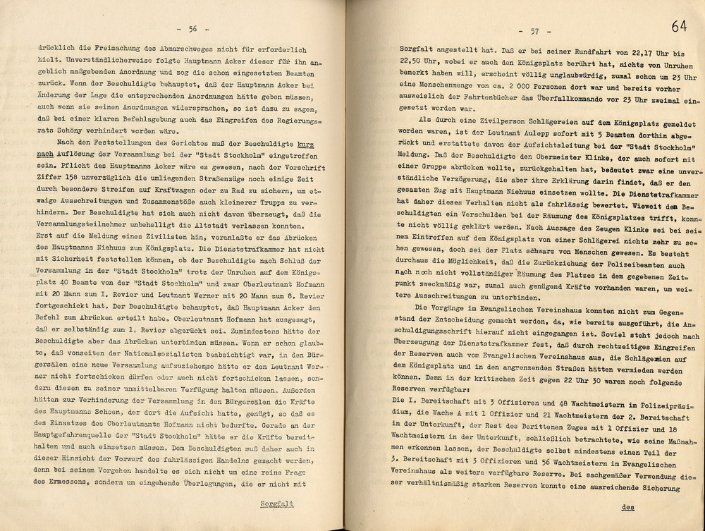 Urteil der Dienststrafkammer Berlin im Dienststrafverfahren gegen den Polizeioberst a. D. Otto Schulz, Berlin, den 19. Oktober 1938.