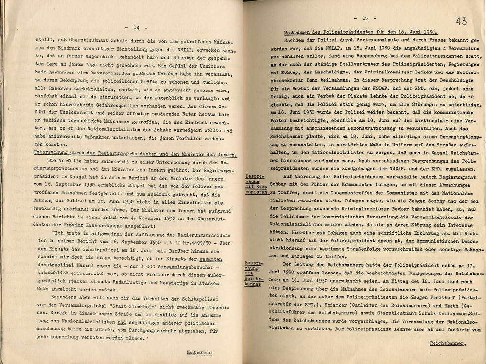 Urteil der Dienststrafkammer Berlin im Dienststrafverfahren gegen den Polizeioberst a. D. Otto Schulz, Berlin, den 19. Oktober 1938.