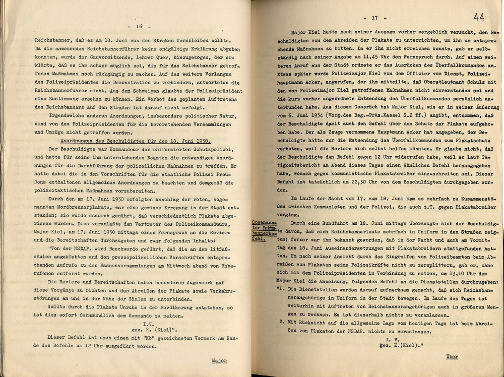 Urteil der Dienststrafkammer Berlin im Dienststrafverfahren gegen den Polizeioberst a. D. Otto Schulz, Berlin, den 19. Oktober 1938.