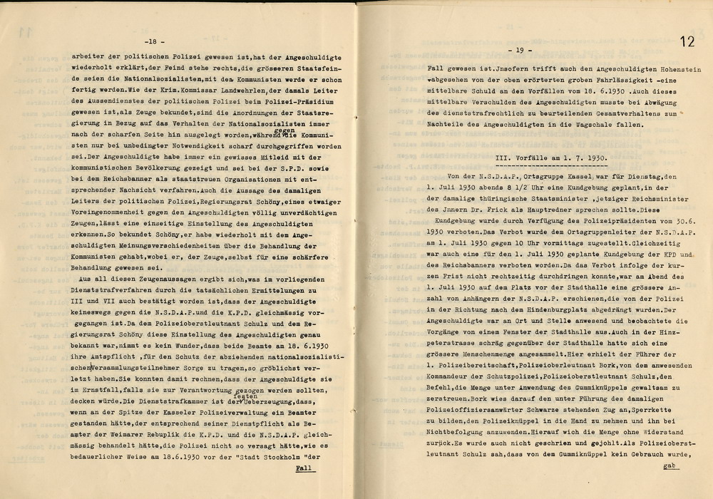Urteil der Dienststrafkammer Koblenz im Dienststrafverfahren gegen den Polizeipräsidenten a. D. Dr. Adolf Hohenstein, Koblenz, den 2. März 1936.