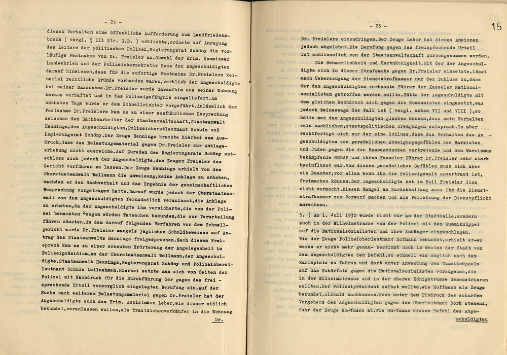 Urteil der Dienststrafkammer Koblenz im Dienststrafverfahren gegen den Polizeipräsidenten a. D. Dr. Adolf Hohenstein, Koblenz, den 2. März 1936.