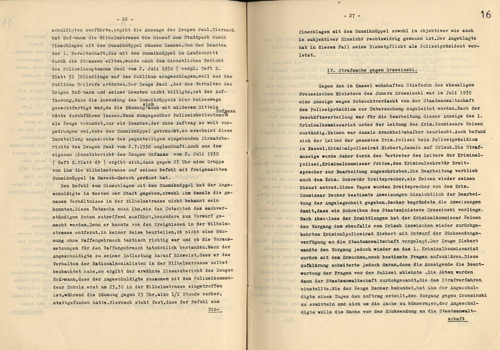 Urteil der Dienststrafkammer Koblenz im Dienststrafverfahren gegen den Polizeipräsidenten a. D. Dr. Adolf Hohenstein, Koblenz, den 2. März 1936.