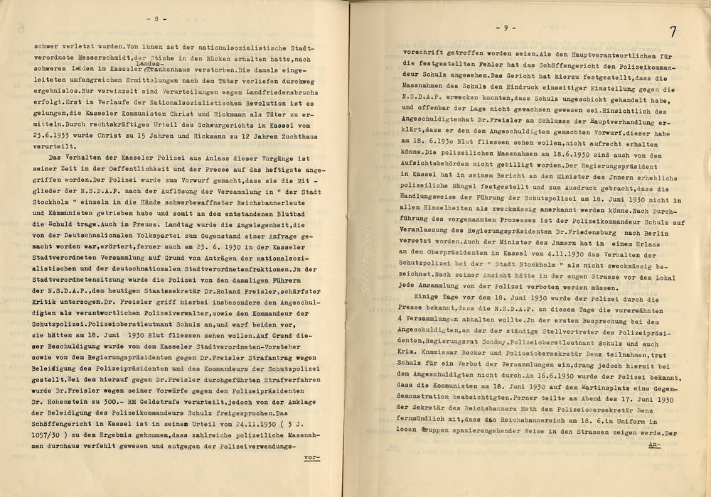 Urteil der Dienststrafkammer Koblenz im Dienststrafverfahren gegen den Polizeipräsidenten a. D. Dr. Adolf Hohenstein, Koblenz, den 2. März 1936.