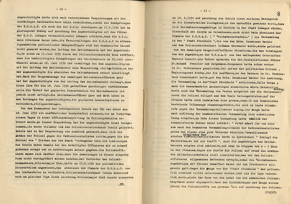 Urteil der Dienststrafkammer Koblenz im Dienststrafverfahren gegen den Polizeipräsidenten a. D. Dr. Adolf Hohenstein, Koblenz, den 2. März 1936.