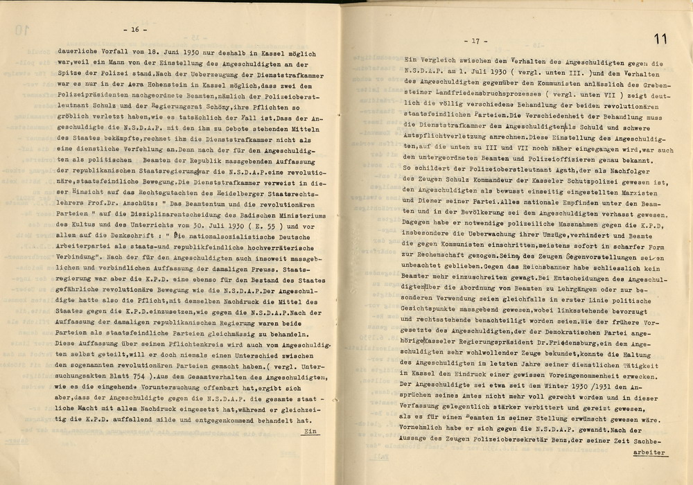 Urteil der Dienststrafkammer Koblenz im Dienststrafverfahren gegen den Polizeipräsidenten a. D. Dr. Adolf Hohenstein, Koblenz, den 2. März 1936.