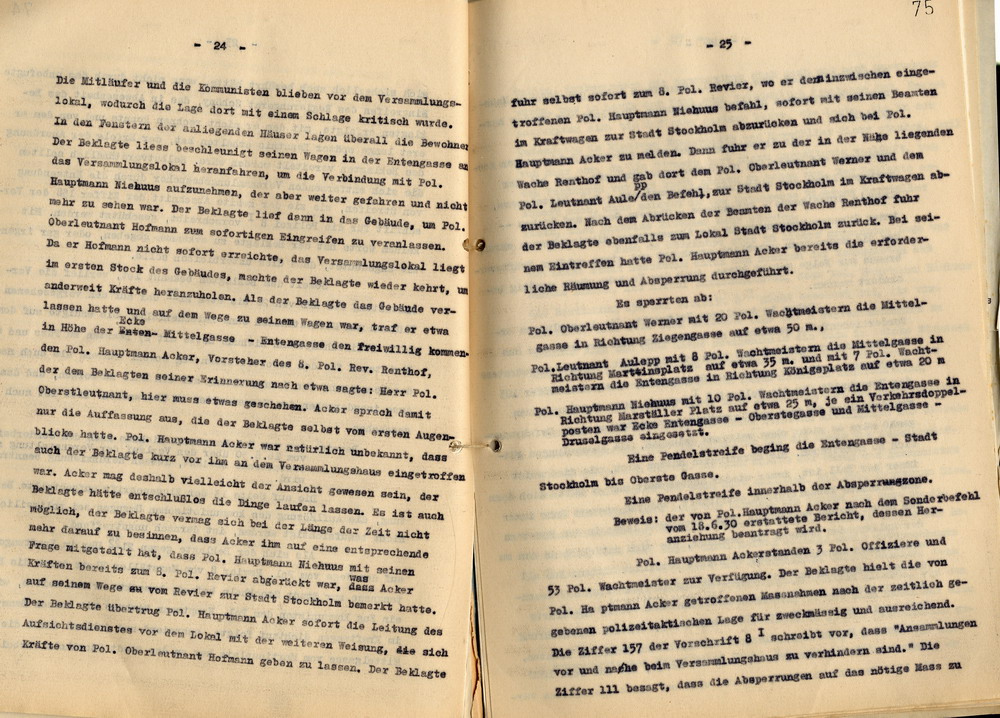 Rechtsanwalt Isele: Antrag auf Abweisung der Klage gegen den Polizei-Oberstleutnant a. D. Schulz. Gegendarstellung zu den Ereignissen vom 18. Juni 1930, Kassel, den 10. September 1936.