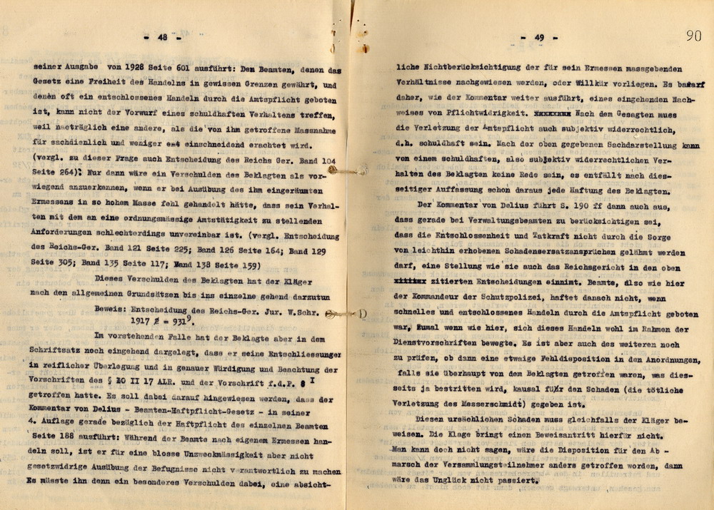 Rechtsanwalt Isele: Antrag auf Abweisung der Klage gegen den Polizei-Oberstleutnant a. D. Schulz. Gegendarstellung zu den Ereignissen vom 18. Juni 1930, Kassel, den 10. September 1936.