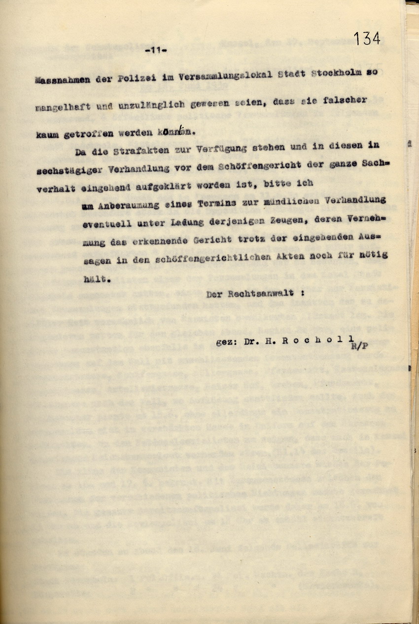 Anwaltskanzlei Rocholl: Erwiderung auf den Schriftsatz des Rechtsanwalts Isele vom 10. September 1936, Kassel, den 5. Januar 1937.